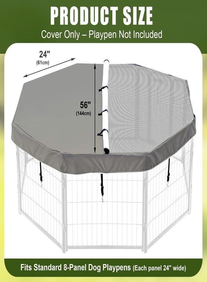 Ribbonlic Dog Playpen Mesh Fabric Top Cover Uv/Water Proof Dog Playpen Outdoor Cover with Durable Fabric/mesh Netting Fits 24 Inch Width 8 Panels Provides Shade (Fence Not Included) - Image 2